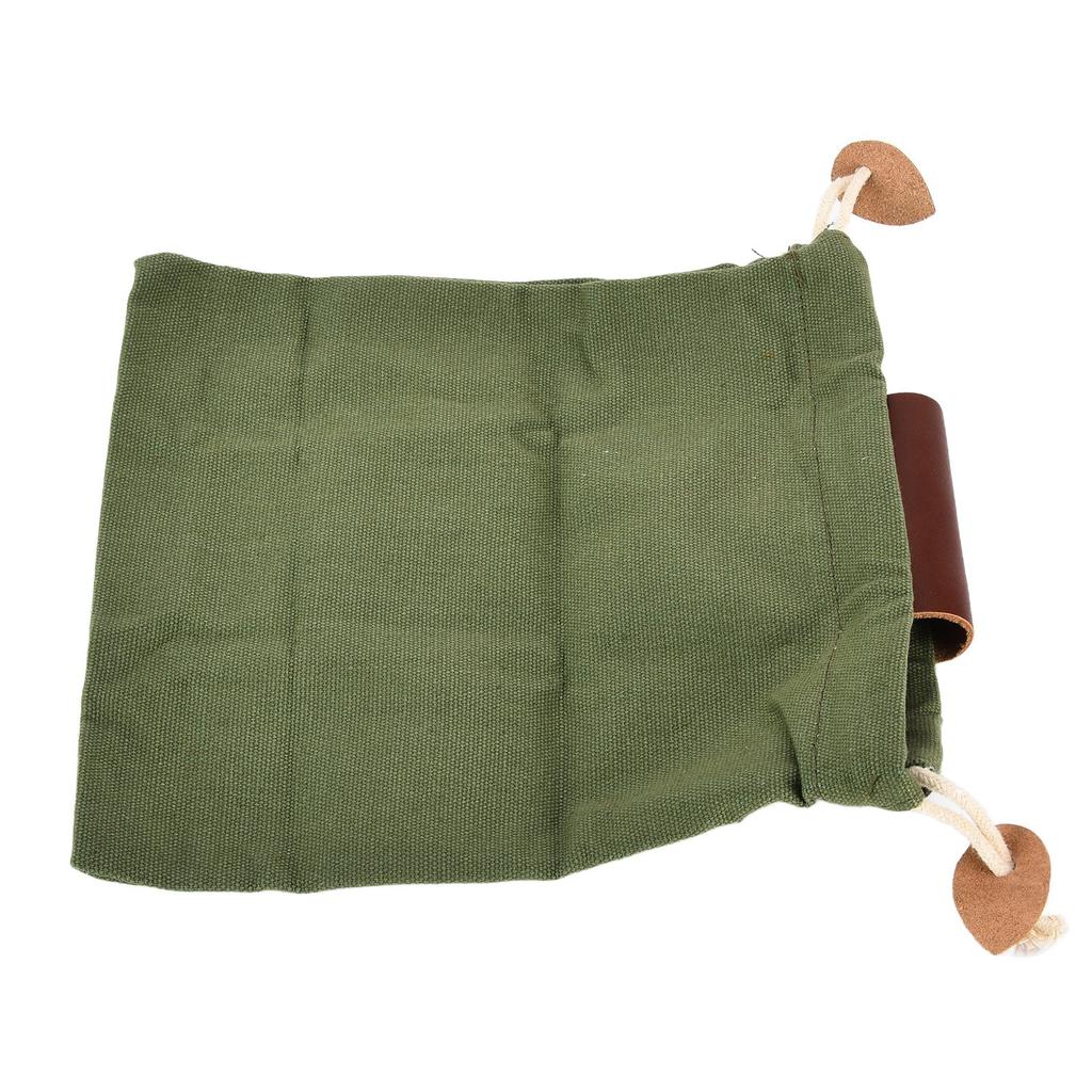 Leather Canvas Foraging Pouch Belt Fruit Picking Bag for Camping Fruit CollectingArmy Green