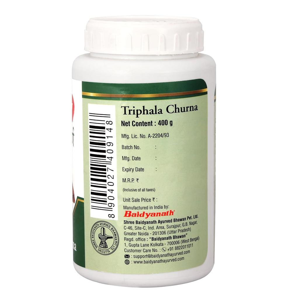Baidyanath Triphala Churna Powder 400gm Pack of 1 for Healthy Digestion, Bowel Wellness, Acidity and Gas Relief
