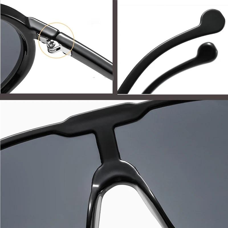 Integrated Conjoined Sunglasses Summer Oversized HD Lens Shades New Y2K Vintage Round Sun Glasses Outdoor Uv Protective Goggles