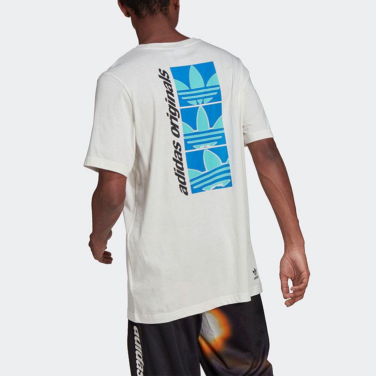 Adidas Originals Trefoil Logo Print Crew Neck Short Sleeve T-Shirt Men Tops White HC7189