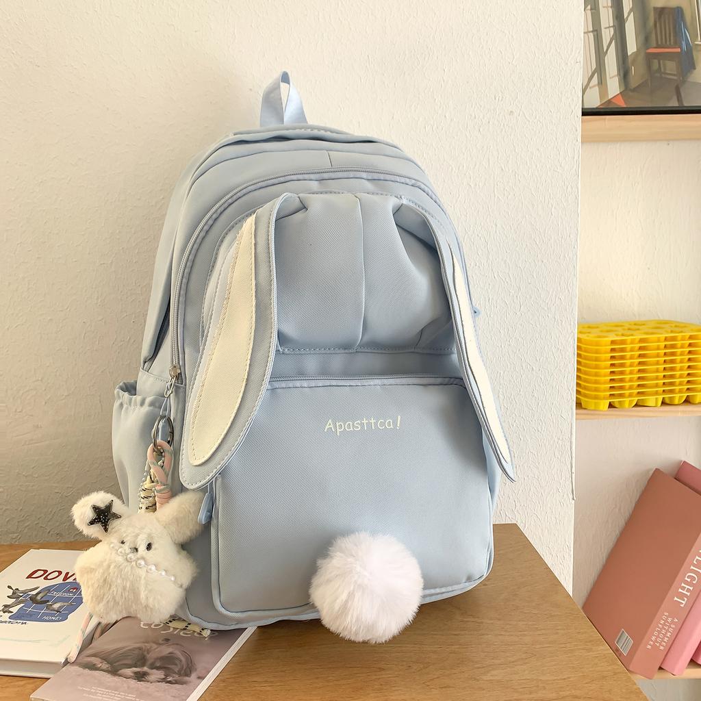 Schoolbag, Korean sweet schoolbag, cute bunny ear backpack for girls, middle schoolers, large capacity, high school and college student backpack trend