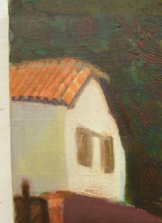 [USED] Hand-painted house landscape, oil painting, F4, framed, Takashi Tateyama