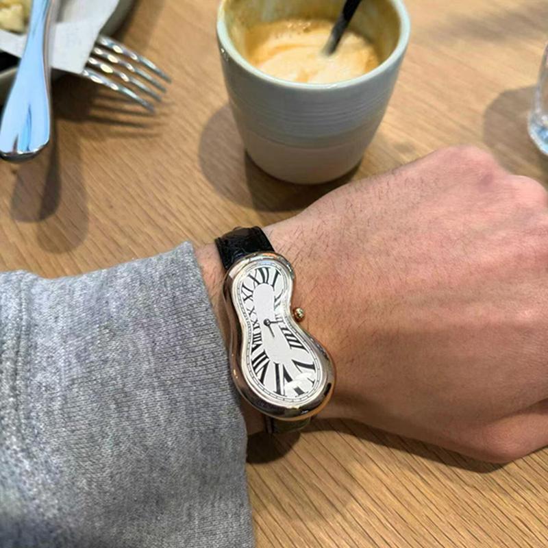 Retro Trendy Pánské hodinky Twisted Design Y2k Styl Niche Personalizované Křemenné hodinky pro Ženy Hodinky