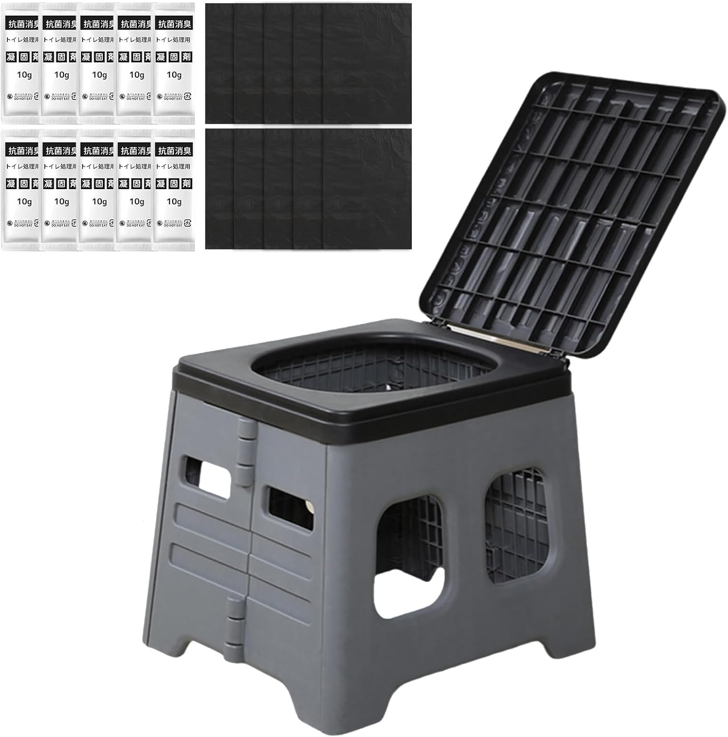 

Портативный аварийный носилок Udoric, грузоподъемность 150 кг, легко складывается и идеально подходит для ухода, использования на открытом воздухе, строительства, включает 10 коагулянтов и 10 пакетов для отходов серый