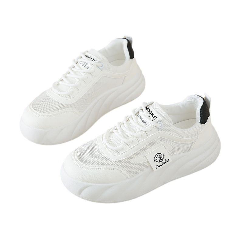 Sports board shoes women's 2025 summer breathable mesh women's shoes lightweight soft sole non-slip comfortable versatile student white shoes