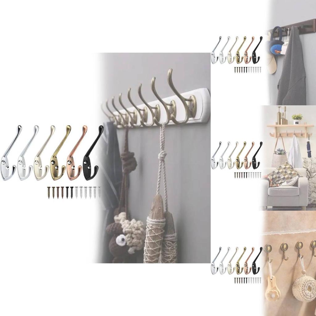 Modern Zinc Alloy Double Coat Hook For Bathroom And Closet Storage