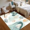 Light Blue Watercolor Seahorse Turtle Area Rug Seashell Starfish Crab Underwater Print Non Slip Carpetg for Bedroom Decor