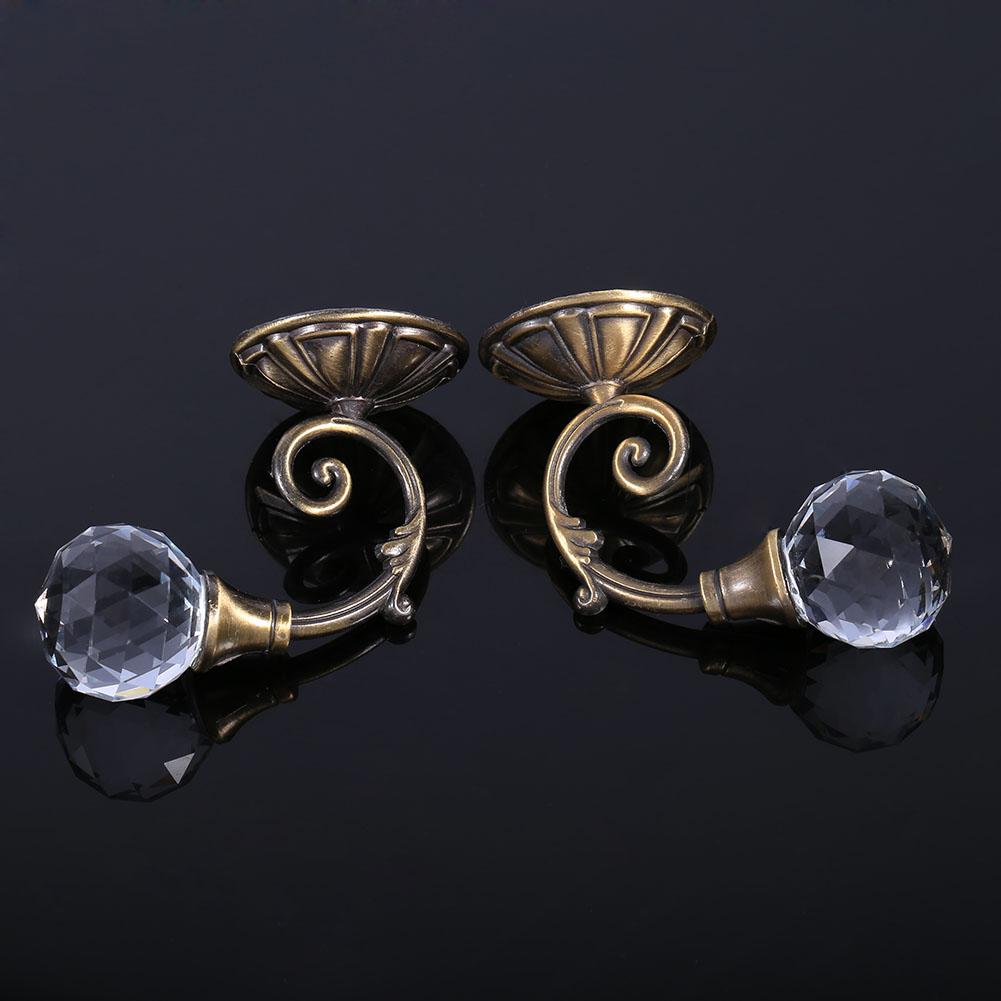 2x Ganci Porta Tende in Metallo e Vetro Gancio Supporto per Tende da Parete Finestra Oro