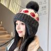 Autumn and Winter New Fair Isle Style Hat for Women Wool Ball Ear Protection Woolen Hat  Small Face  Warm Knitted Cold Hat  Trendy