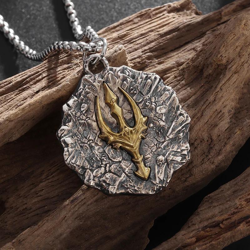 Classic Popular Anchor Trident Pendant Necklace for Men and Women Hip-Hop Rock Trend Nordic Jewelry