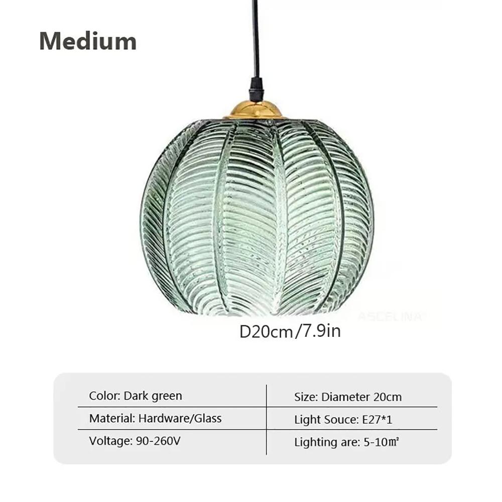 Modern Glass Pendant Light Green Leaf Pattern Ceiling Chandelier For Living Room Dining Room Hotel Indoor Decorative LED Fixture