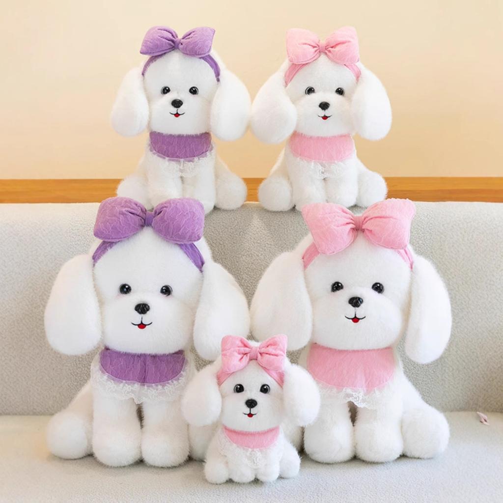 New Teddy Dog Doll Long Ears Little White Dog Plush Toy Grab Machine Rag Doll Girl Heart Princess Cute