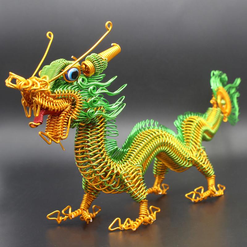 Aluminiumdraht Großer Chinesischer Drache Mythische Tiere Metallornament Handgeflochten Maskottchen Feng Shui Souvenir Handwerkskunst Dekoration