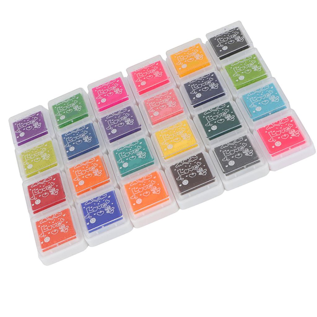 24 Colors DIY Cute Colorful Ink Pad Stamp Inkpad for Rubber Stamp Scrapbook Decoration