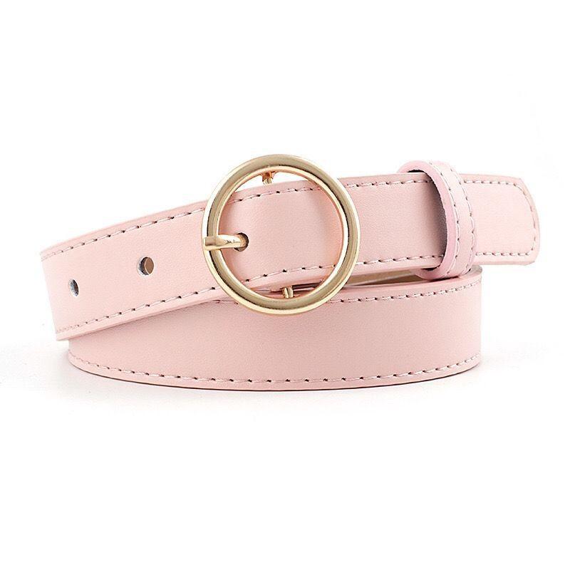 

Versatile Womens Sleek Pu Buckle Belt Perfect For Jeans And Outfits Student розовый