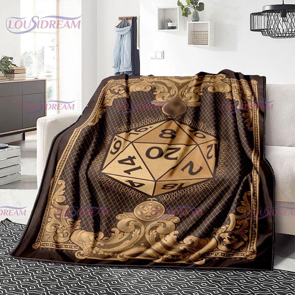 Buntes Geometrie-Muster, Klimaanlage, Flanelldecke, Bürozimmer, warm und bequem, Sofa, D20, Würfel-bedruckte Decke, Geschenk