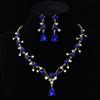 New fashion temperament flower zircon super flash necklace earrings set bridal dress necklace jewelry