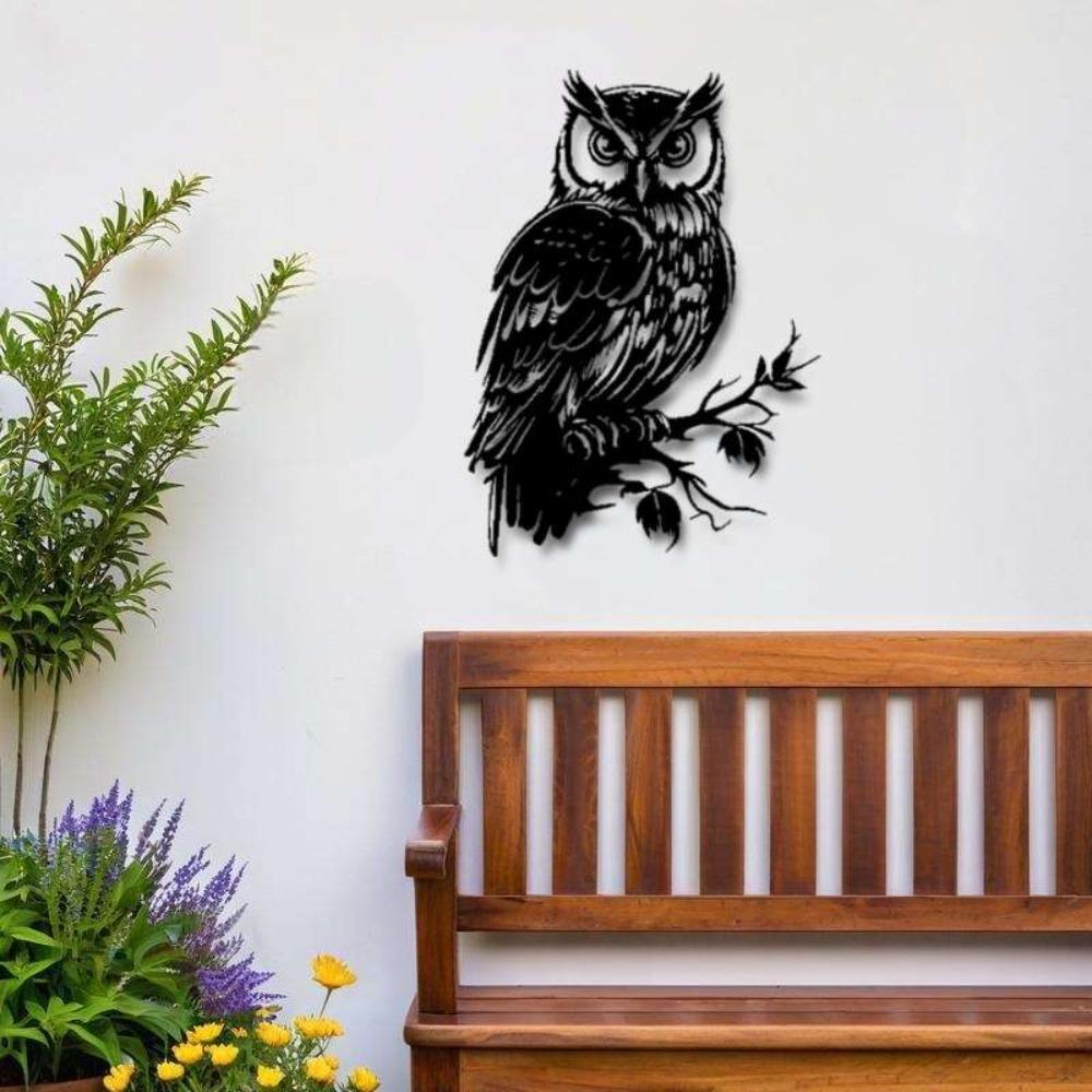 1pc Metal Owl Wall Decor, Rustic Art for Home Living Room Bedroom Outdoor, Nature Gift for Owl Lovers