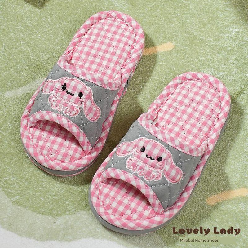 

Ткань из чистого хлопка, подходящая для детей, мультяшный дизайн, очень толстая трехслойная подошва, нескользящие, бесшумные, домашние тапочки для пола для помещений Kids Pink Women s free size inner length 24.5cm