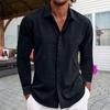 Fall Spring Men Shirt Button-down Turn-down Collar Cardigan Long Sleeves Loose Mid Length Casual Daily Wear
