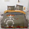 Sugar Skull King Queen Duvet Cover Funny Skeleton Halloween Bedding Set Gothic Spooky Bone Quilt Cover Polyester Comforter Cover