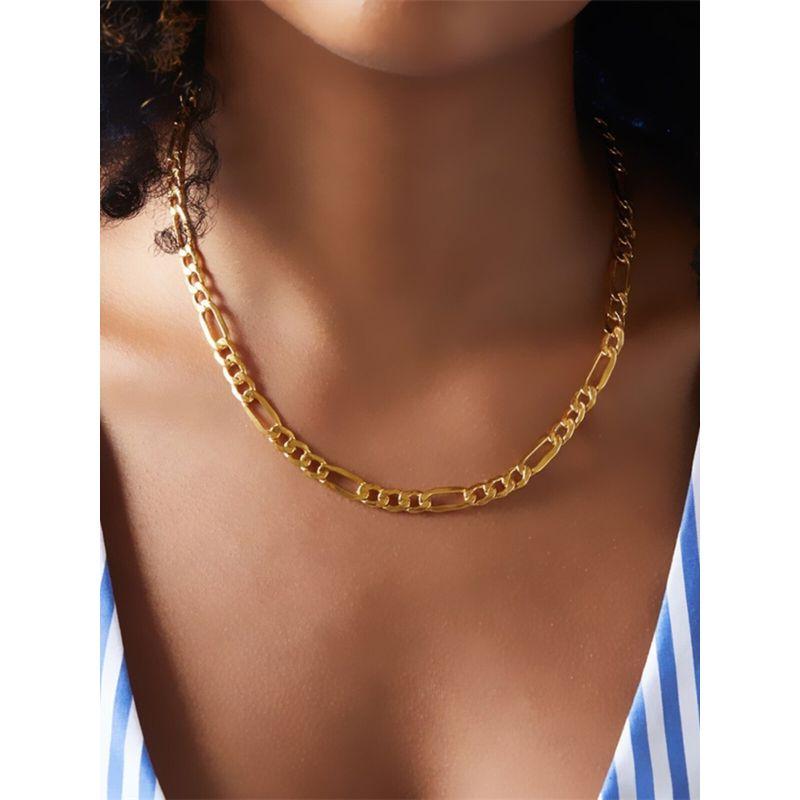 Emanco Ornament Supply Fashion Stainless Steel Accessories Ins Gold Plated Necklace Ladies Clavicle Chain Figaro Necklace