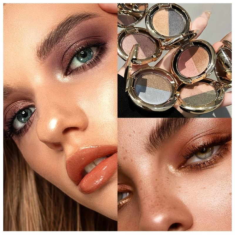 Dual-Tone Eyeshadow Shimmer & Smoky Brown/Blue-Black Multi-Color Eyeshadow Palette - Wet/Dry Formula, Long-Lasting Waterproof & Sweatproof Eyeshadow