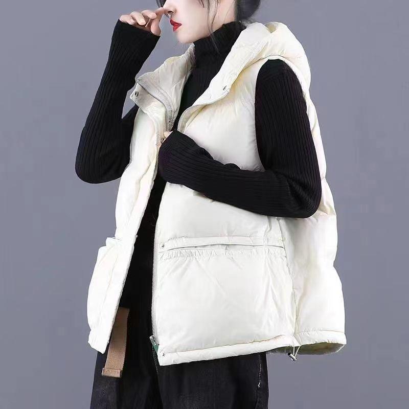 

Осень-зима, свободный клетчатый жилет на белом утином пуху, верхняя одежда, пальто, лоскутная уличная одежда M белый