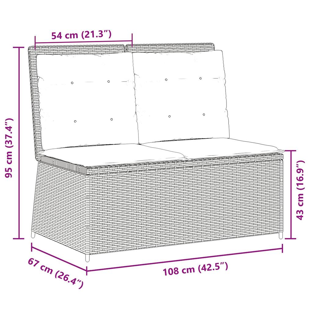 Garden Bench Light Grey Poly Rattan