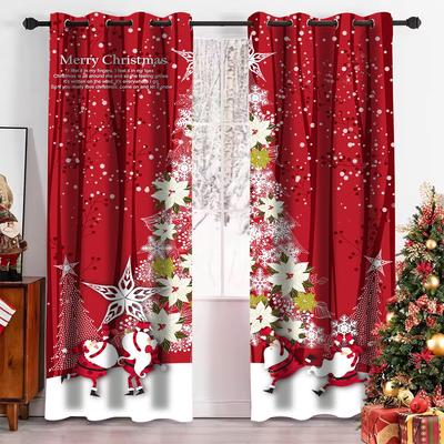 Frohes neues Jahr, Weihnachtsvorhang, traditionelles Festival, Schneebaum, Wohnzimmer, Schlafzimmer, Fenstervorhänge, Küchenvorhänge