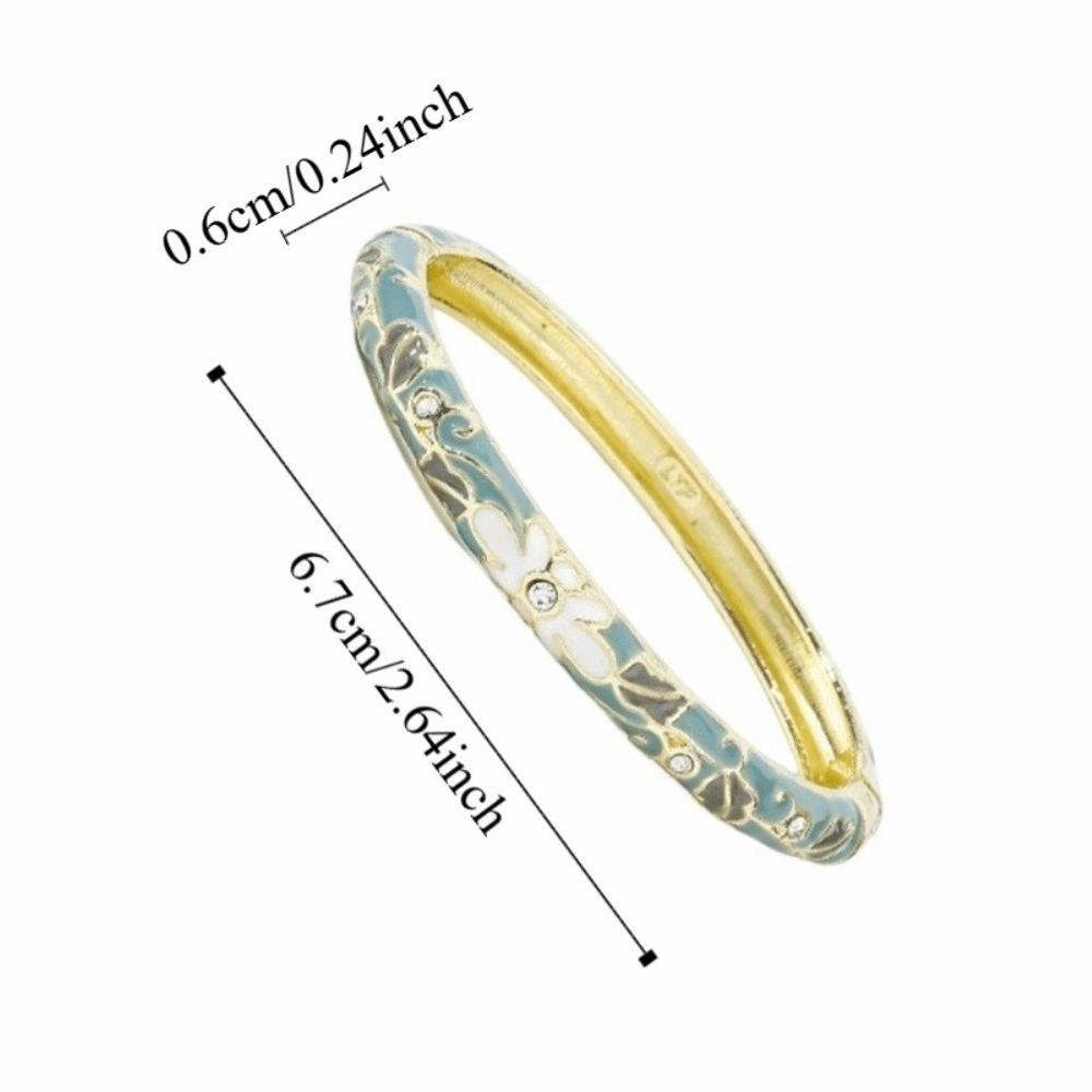 Enamel Vintage Cloisonne Bangle Traditional Women's Hand Bracelet Chinese Flower Bangle  Ladies