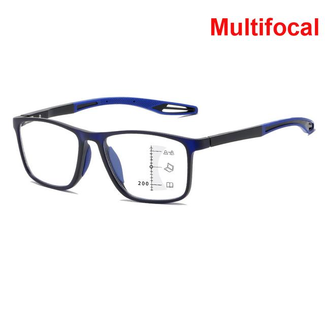 TR90 Multi-focal Progressive Reading Glasses Men Women Anti Blue Ray Presbyopic Glasses Square Eyeglasses Diopter +1.0 To +4.0