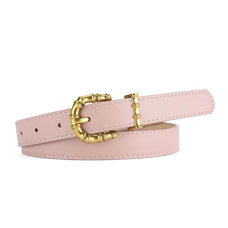Slub Gold Buckle PU Firming PU Belt Slim Windbreaker Jeans Outer Waist Belt