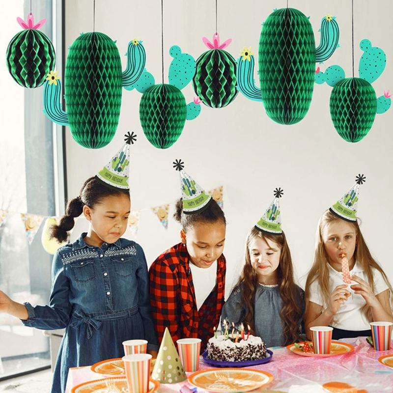 6 ks Kaktusová buněčná koule Party dekorace Papírová nástěnná závěsná ozdoba Pro narozeniny Svatba Tematická party dekorace
