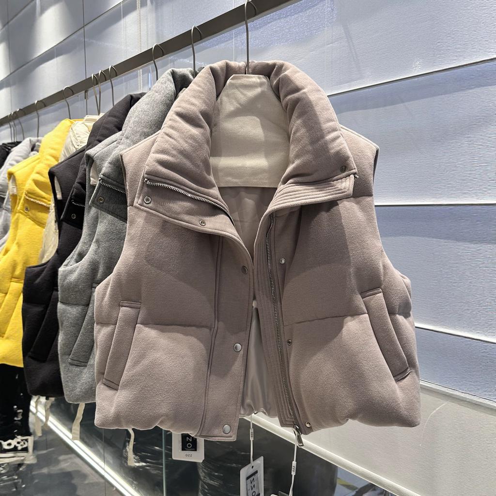 Dunjakke dame efterår og vinter ny yderbeklædning varm tykket strikket materiale hvid andedun vest vest vest jakke