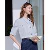 Betu Women's Striped Diagonal Placket Blouse