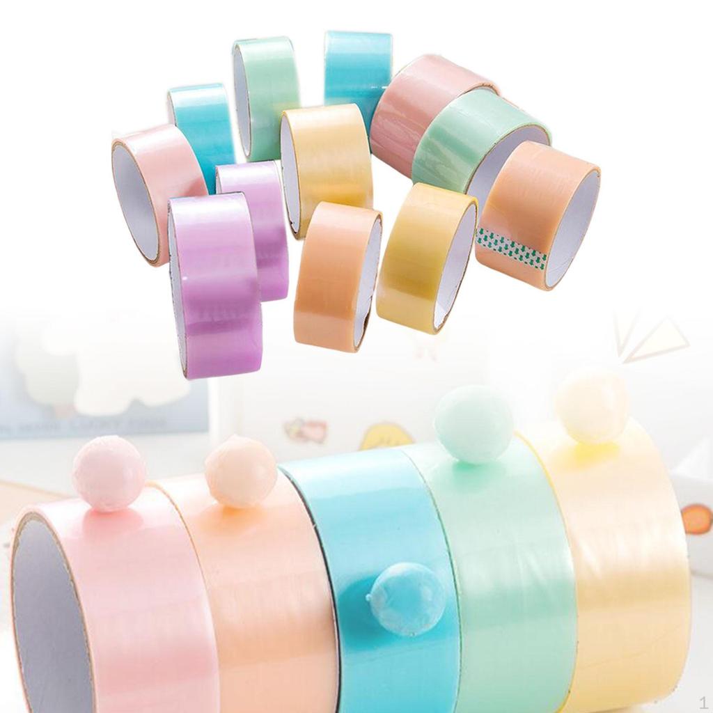 12 Pieces Colorful Sticky Ball Tapes, DIY Colored Tape Handmade Sensory Toy Clear