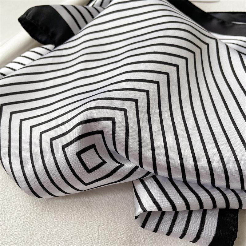 Spring Summer Simple Striped Scarf Luxury Brand Women Professional Silk Scarf 60*60cm Headscarf Fashion Hijab Bandana Decoration