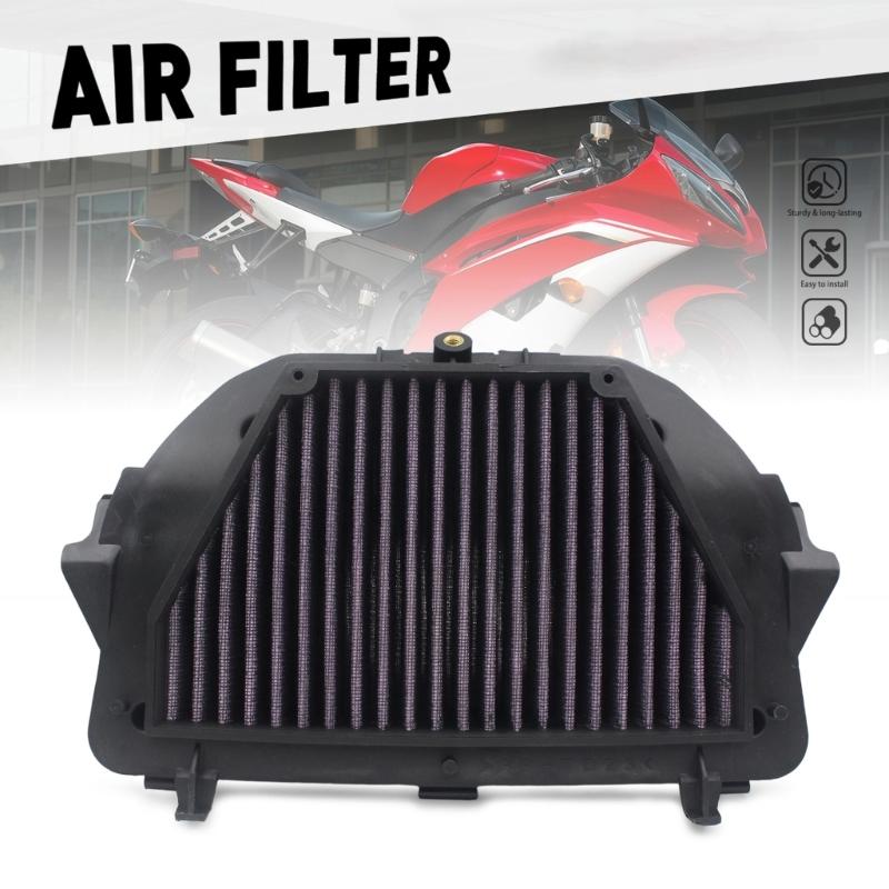 Washable Motorcycle Air Filter with Pleated Mesh and Rubber Frame, Reusable Direct Fit Intake Filter for YZF-R6 2010-2018 Routine Upkeep and Garage
