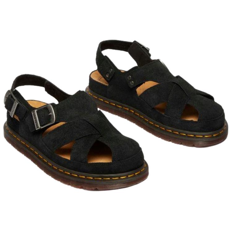 Dr. Martens Archive Sandały Rybackie Zamszowe Codzienne Wygodne Rzymskie Sandały Unisex Czarne 40787001