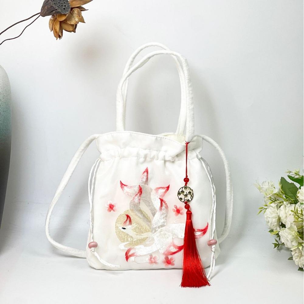 Elegant Chinese Style Drawstring Bucket Bag Organza Small Purse Bag  Shopping