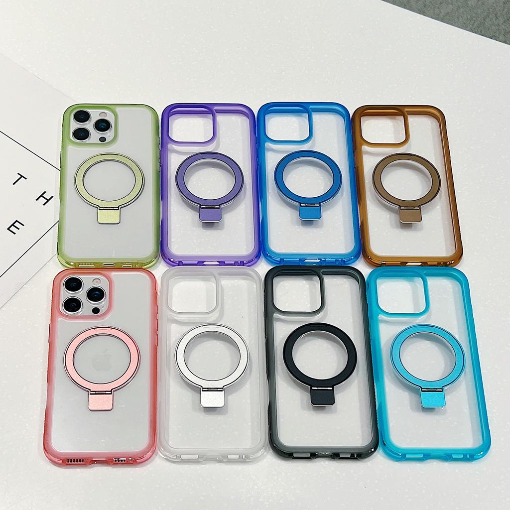 For iPhone 16 Pro Case Compatible with MagSafe Kickstand Clear TPU PC Phone Back Cover