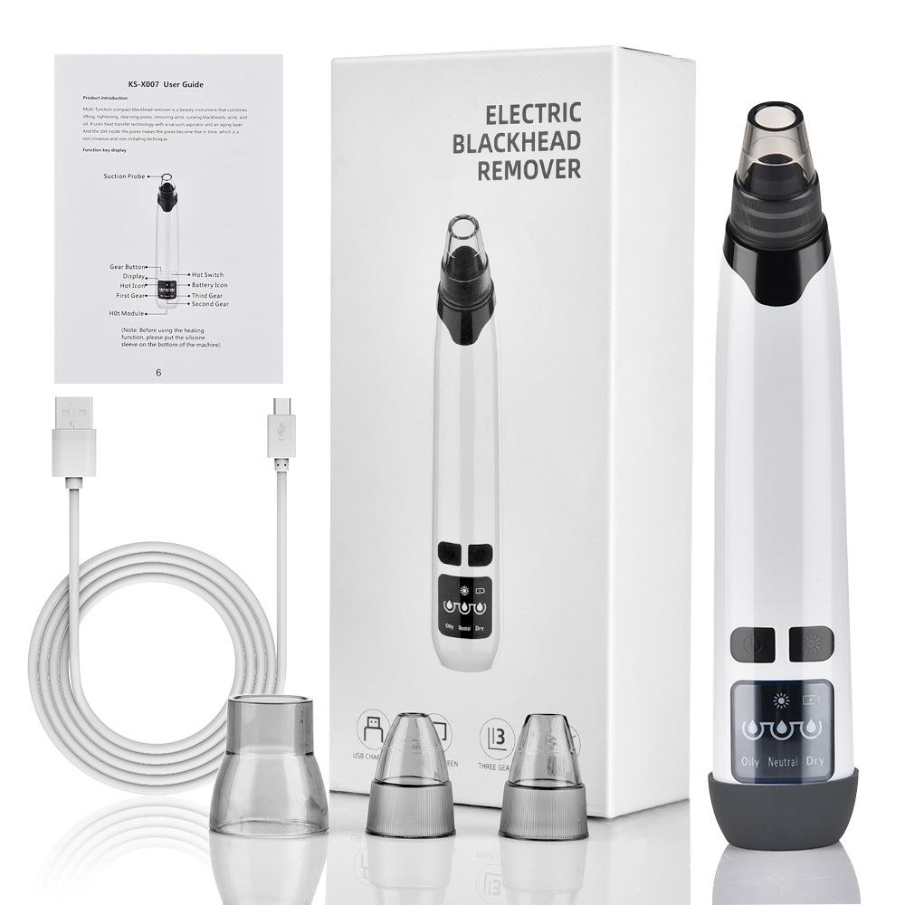 Hot Compress Blackhead Remover 3-Suction Mode Electric Nose Face Deep Clean Skin Care Device Vacuum Suction Acne Pore Cleaner