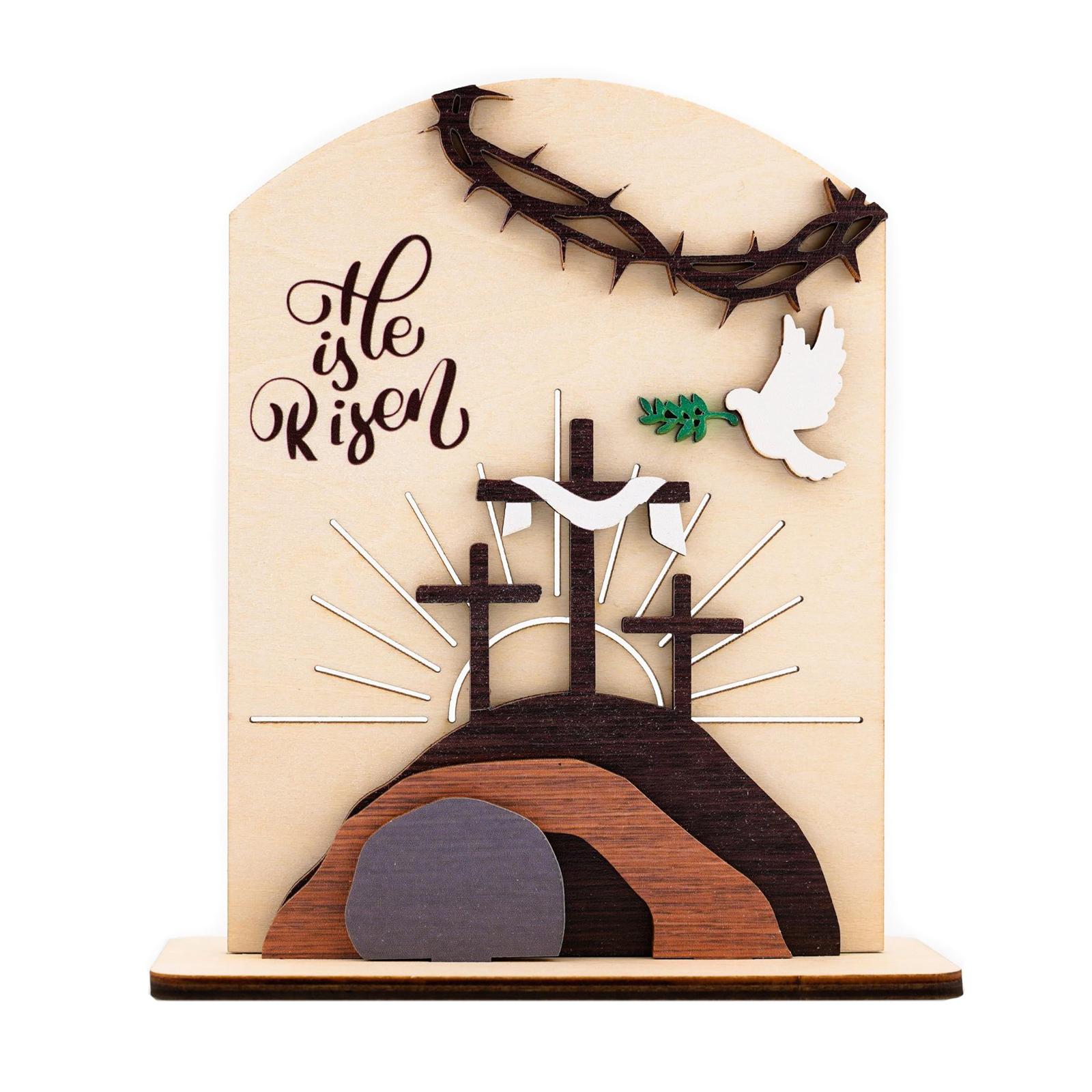 

Wooden Grave Scene Cross Three-dimensional Desktop Decoration, Dining Table Centerpiece One Size