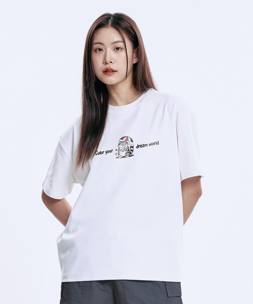 WILDROCK Hollysheesh Dream Coloring Cat Pigment Oversized Short Sleeve T-Shirt_6 Colors (Crop Included) (Type A)