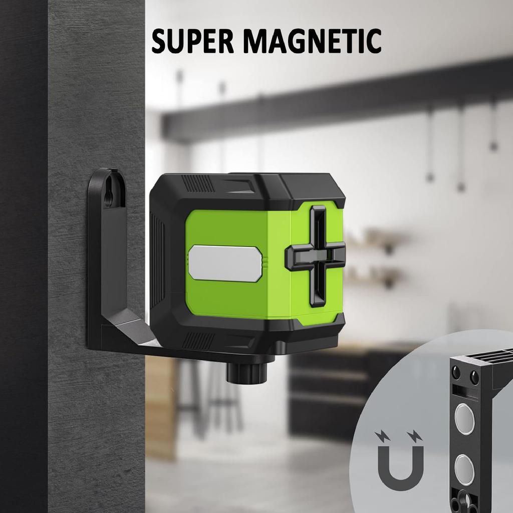 Laser Line Level Laser Line Level 2 Lines Green Beam Adjustable Brightness High Visibility IP54 Waterproof Laser Leveling Tool