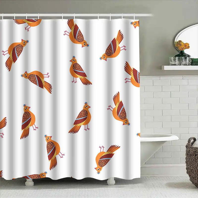 

Fashion Bathroom Shower Curtain Set Colorful Chicken Print Waterproof Fabric Decorative Home Decoration 90x180cm