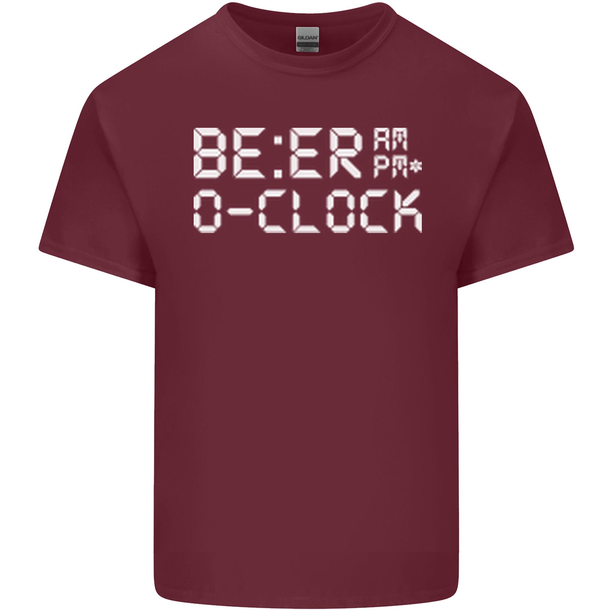 Beer OClock Funny Alcohol Drunk Humour Unisexs Light Cotton TShirt S