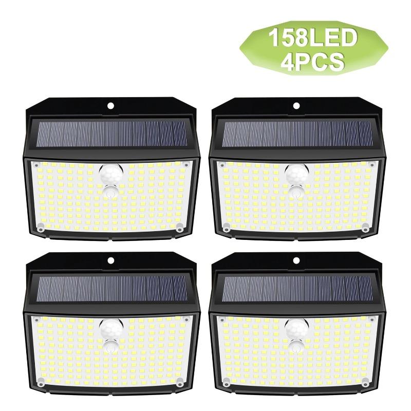 158 LED Solar Wall Lights Outdoor Ecurity Light Motion Sensor Waterproof 3 Modes Courtyard Wall Lamp Garden Decor Garage Lamp