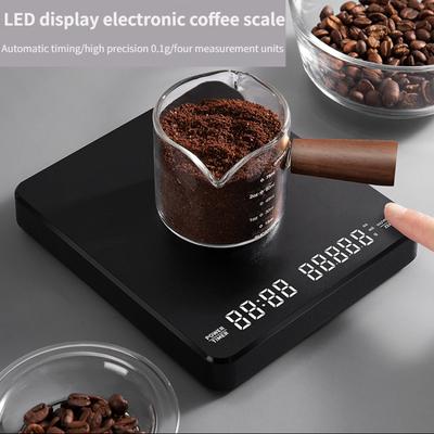 Eingebauter Akku zum Aufladen, elektronische Waage, automatischer Timer, zum Übergießen von Espresso, intelligente Berechnung nach Zeit, Küchen-/Backwaage, 3 kg/0,1 g